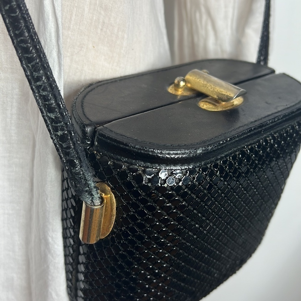 Aluminum Black Mesh Structured Crossbody Bag - Picture 12 of 12